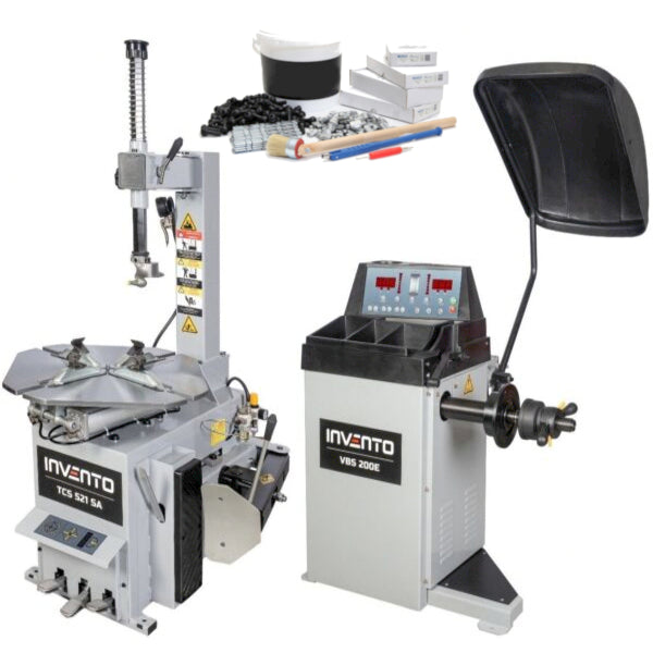 Pack Basic : Démonte-pneu 23″ à bras pivotant + Equilibreuse 24″ – INVENTO