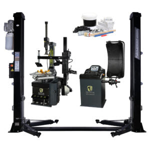 Pack Garage Premium : Démonte-pneus 24″ + Equilibreuse automatique 24" + Pont élévateur 2 colonnes