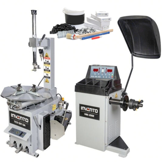 Pack Basic : Démonte-pneu 23″ à bras pivotant  + Equilibreuse 24″ – INVENTO